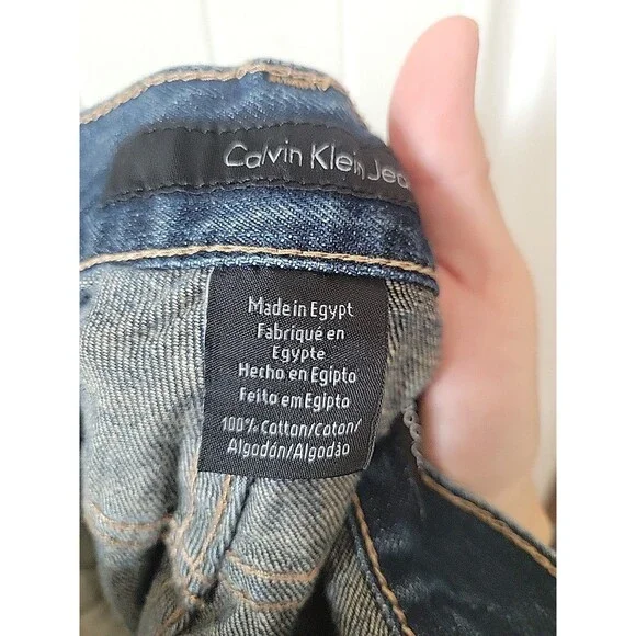 Calvin Klein Mens Jeans 32 X 39 Blue Denim Cotton 5-Pocket Zip Fly Bootcut Jeans - Picture 10 of 13